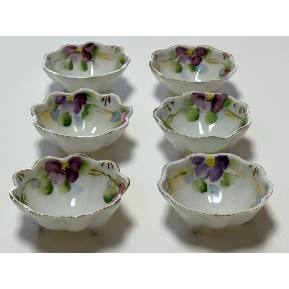 Vintage Nippon Hand Painted 6 Pieces Salt Cellars